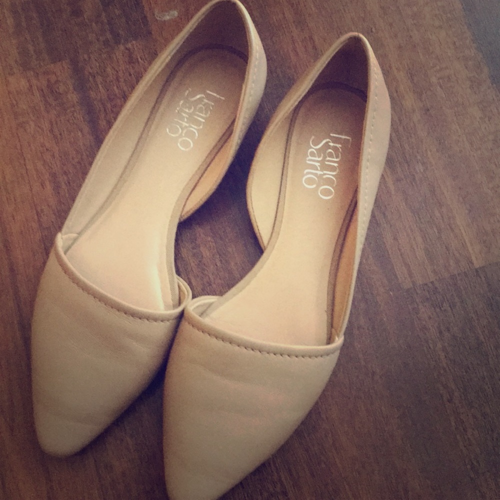 Franco Sarto tan flats, worn once!